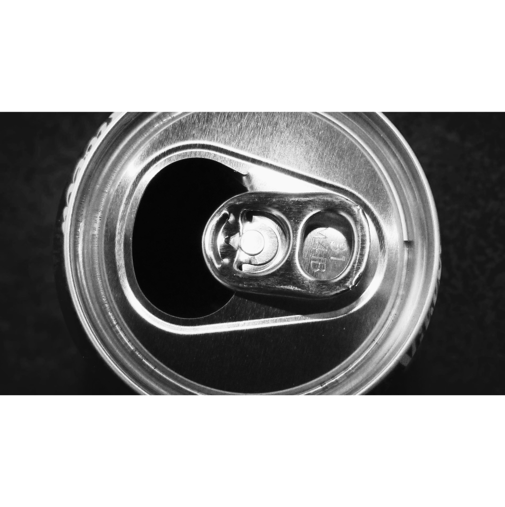 Can of beer from birds eye view